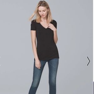 WHBM black satin trim tee shirt